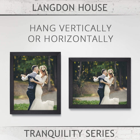 Langdon House 8x10 Picture Frame Set (Black, 4 Pack), Sleek & Classic, Fabulous Black 8x10 Frames, Swivel Tabs, Table Top Easel and Wall Hanging H...