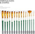 ARTIFY 2023 New Paint Brush Set, 15 Pcs Paint Brush Set for Acrylic Watercolor Oil and Gouache Painting - Green & White...