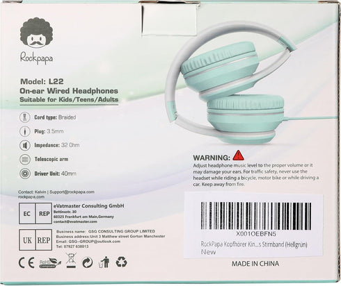 rockpapa L22 Wired Headphones for Kids Girls Boys Women with Microphone, Foldable Stereo 3.5mm Corded Headphones for School Classroom Chromebooks ...