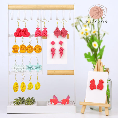 Puocaon Sunflower Clay Cutters Set - 7 Pcs Flower Clay Cutters for Jewelry Making, 3D Print Clay Earring Cutters, Floral Dangle Clay Cutters for P...