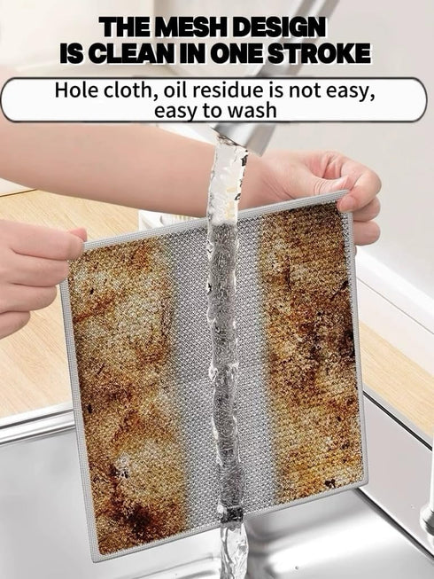 Multipurpose Wire Dishwashing Rags for Wet and Dry,New Upgrade Powerful Cleaning Multifunctional Double Layer Non Scratch Wire Dishcloth Wire Dish...