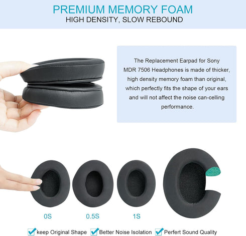 GVOEARS Replacement Ear Pads for Sony MDR 7506, Cooling Gel Earpad Cushions with Noise Isolation Memory Foam Premium Leather for Sony MDR V6 / MDR...