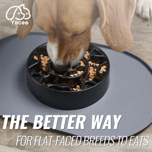 Tilted Slow Feeder Dog Bowl for Flat Face Breeds, Retro Style Non-Skid Food Bowl for Flat Face Breeds for Dogs & Cats Large, Small (Black)...