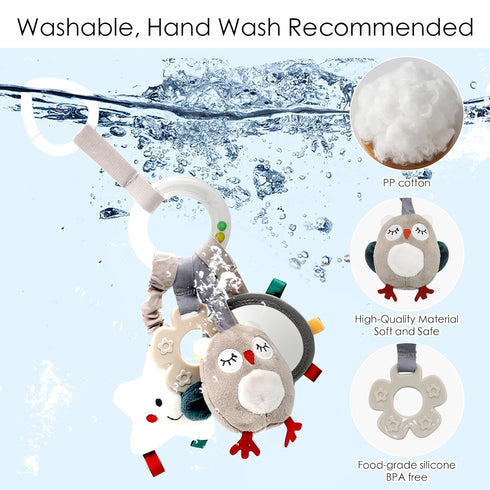 vocheer Car Seat Accessories for Babies Hanging Rattle Toys Soft Plush Activity Crib Stroller Car Seat Wind Chimes for 0 3 6 9 12 Months Infant...