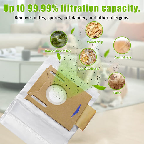 5 Pack Dust Bags For Yeedi K781+,For ECOVACS Deebot Ozmo T8, T8 Aivi, T8+ T8 AIVI+, T8MAX, N8 Pro Plus/N8 Pro, N8+ Plus, N8 Pro+, T9 AIVI T9 PRO T...