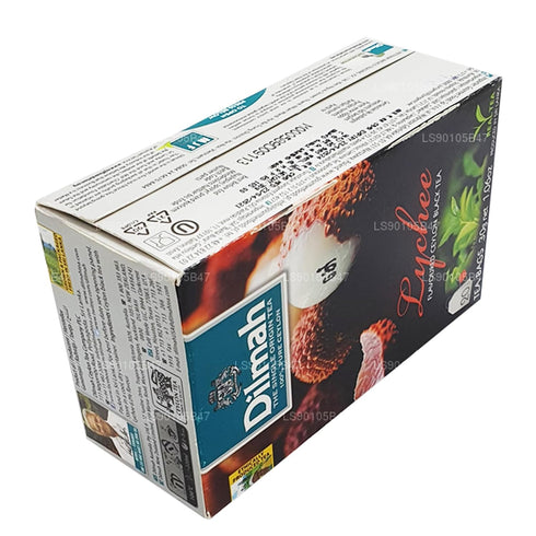 DILMAH Lychee Flavored Black Ceylon Tea - 20 Individually Wrapped Tea Bags - Premium Aromatic Blend - Rich Lychee Fruit Taste - High-Grown Ceylon ...