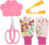 5PCS Rose Thorn Tools Rose Leaf Thorn Strippers with a Rose Pruning Shears and Garden Rose Gloves Pink1...
