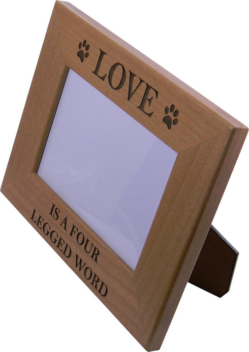 CustomGiftsNow Love Is A Four Legged Word Alder Wood Picture Frame - Great Gift for a Dog Lover (4x6 Horizontal)...
