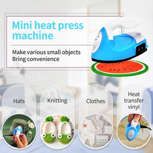 Mini Heat Press Iron Machine,Portable Mini Electric Iron,Small Heat Press Iron,Mini Iron Press for Clothes Shoes Bags Hats,Iron Press Machine for ...