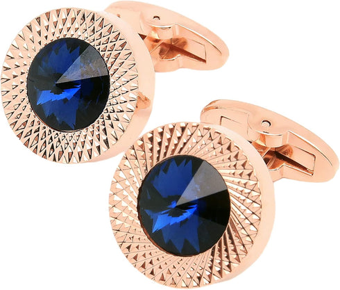Round Crystal Silver Cufflinks for Men With Gift Box Green/Blue/Colorful Crystals Men's Cuff Link Set for Wedding Shirt Party Business Birthday An...
