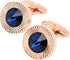 Round Crystal Silver Cufflinks for Men With Gift Box Green/Blue/Colorful Crystals Men's Cuff Link Set for Wedding Shirt Party Business Birthday An...