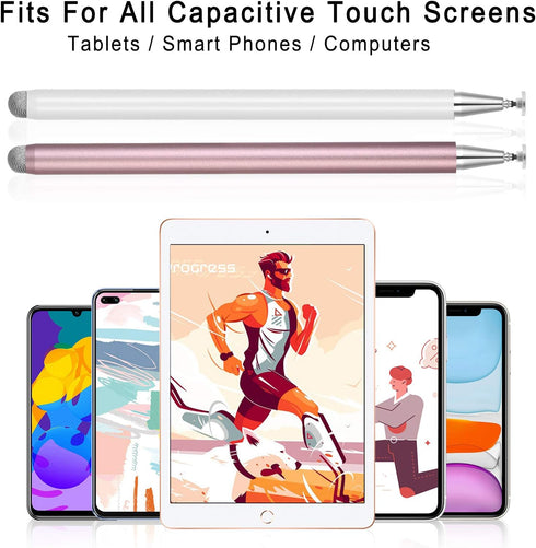 Stylus Pens for iPad, Touch Screens Stylus Pencils High Sensitivity Disc & Fiber Tip Universal Stylus with Magnetic Cap Compatible with iPad, iPho...