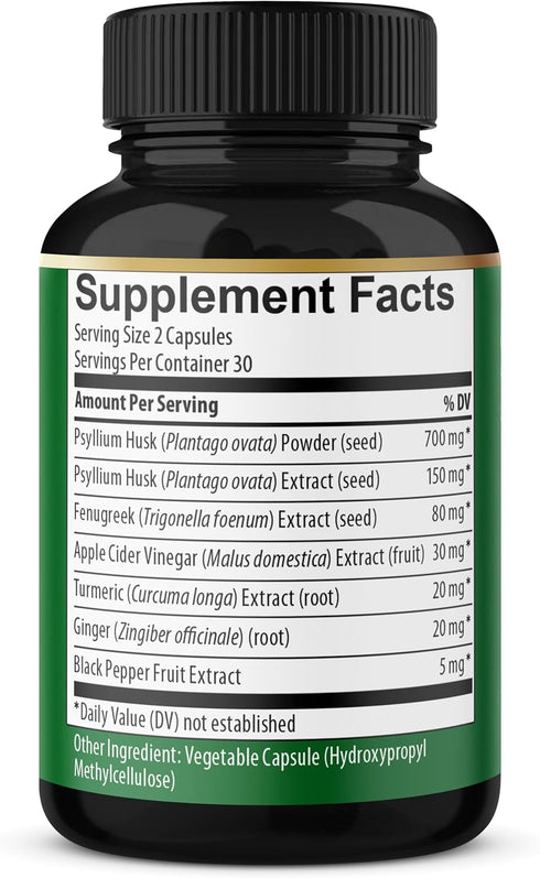 BMVINVOL Psyllium Husk Fiber Supplement t with Fenugreek, Apple Cider Vinegar, Turmeric, Ginger, Black Pepper- Digestion Health Support - 60 Capsu...