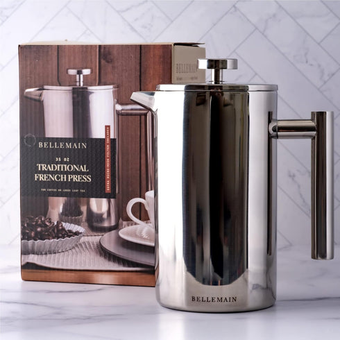 Bellemain French Press Coffee Maker Extra Filters Included, 35 oz, Stainless Steel...