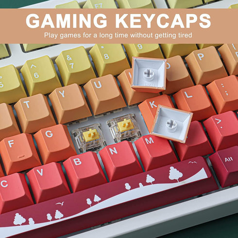 JOMKIZ PBT Keycaps,129 Keys Dye Sublimation Cherry Profile Keycaps with 6.25U Spacebar Autumn Keycap Set for Cherry MX Switches ISO/ANSI Layout Me...