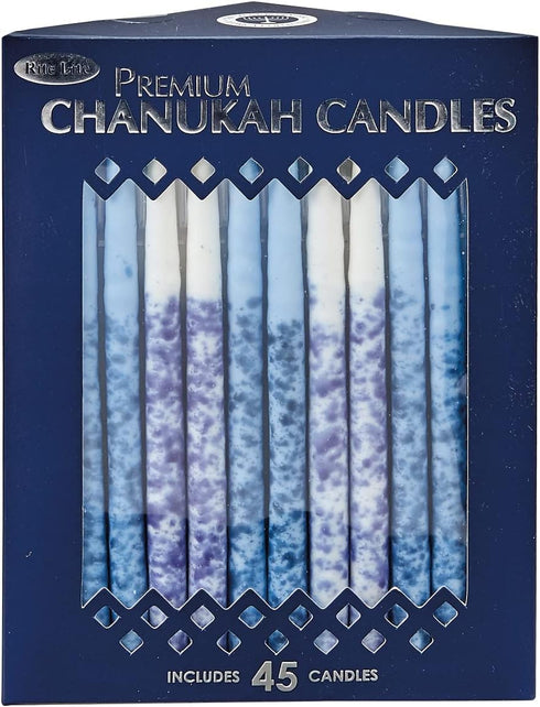 Rite Lite Premium, Pack of 45 Chanukah Candles, Splash Blue and White, For your Hanukkah Menorah...