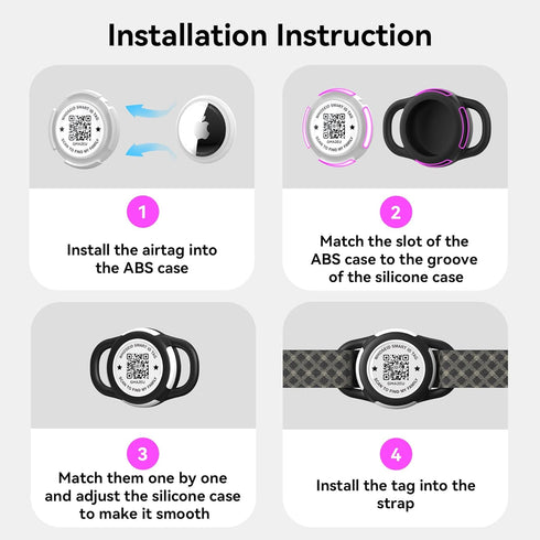 QR Code Airtag Holder, Scan QR Code Send Location Alert Email, Waterproof Full Body Protection Anti-Lost Air Tag Case, Airtag Accessories for Dog,...