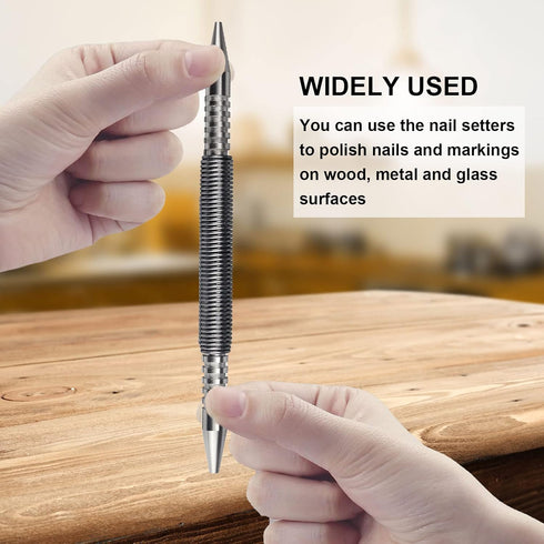 2 Pieces Dual Head Nail Setter Spring Loaded Nail Set Spring Nail Punch Hammerless Tool Kit 3/32?& 1/8? Tools 3500 PSI Striking Force Counter Punc...
