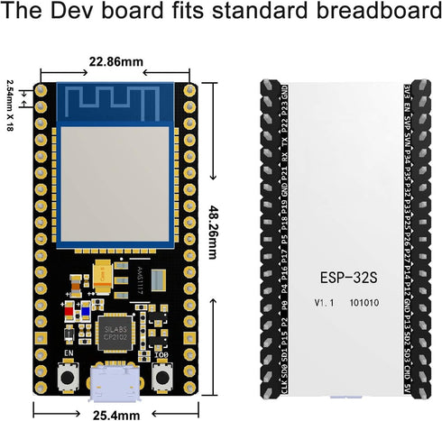 Aokin ESP32 ESP-32S NodeMCU-32S ESP-WROOM-32 Development Board 2.4 GHz WiFi and Bluetooth Dual Cores Microcontroller ESP-WROOM-32 Chip for Arduino...
