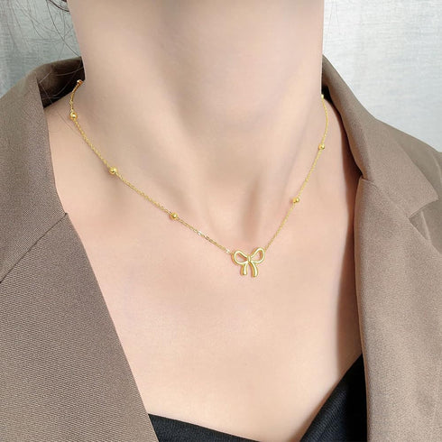 SUNNYOUTH Bow Necklace for Women Bowknot Choker Necklace 14K Gold Plated Ribbon Choker Necklaces Fashion Jewelry Gifts...
