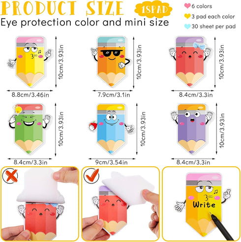 540 Sheets Pencil Sticky Notes Cute Self Sticky Notepads Funny Sticky Adhesive Memo Pads for Kids Students Classroom School Office Gifts Supplies,...