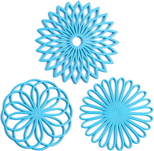 Set of 3 Silicone Trivet Mat - Hot Pot Holder Hot Pads for Table & Countertop - Trivet for Hot Dishes - Non-Slip & Heat Resistant Modern Kitchen H...
