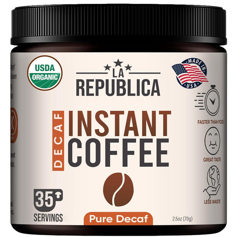 La Republica Organic Decaf Instant Coffee (35 Servings), Colombian Medium Roast, Toasted Caramel, Fair Trade, Low-Acid...