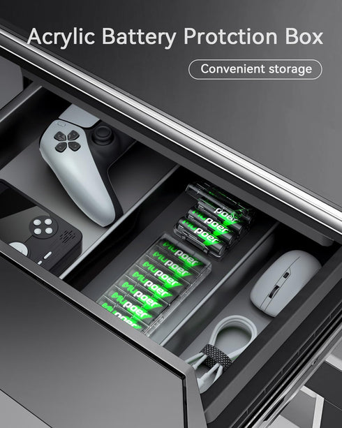 Rechargeable AAA Batteries (12 Counts), Ni-MH AAA 1100mAh Pre-Charged, Long-Lasting Triple A Batteries with Protection Box...