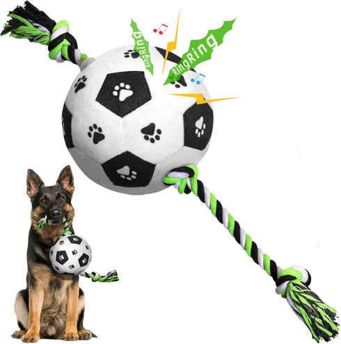 Dog Balls on Rope, Dog Soccer Ball with Strap, Tug of War Soccer Ball for Dogs, Outdoor Dog Toys, Dog Plush Toys for Small Medium Dogs, Dog Birthd...