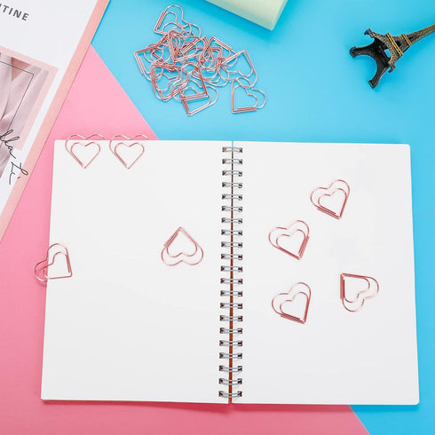 100 PCS Cute Paper Clips Rose Gold Heart Paper Clips Funny Mini Paper Clips for Kids Office Supplies Wedding Decoration Crafts Scrapbooking Women ...