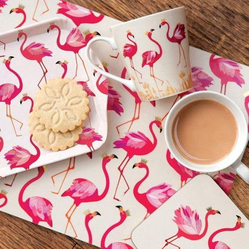 Pimpernel Sara Miller London Flamingo Mug & Tray Set, 8.5" L x 4.5" W, Melamine, Dishwasher Safe, Elegant Flamingo Design, Great for Tea or Coffee...