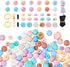 FASHEWELRY 122Pcs Pastel Silicone Beads for Keychain Making Colorful Round Silicone Focal Beads Abacus Hexagon Rubber Beads for DIY Crafts Jewelry...