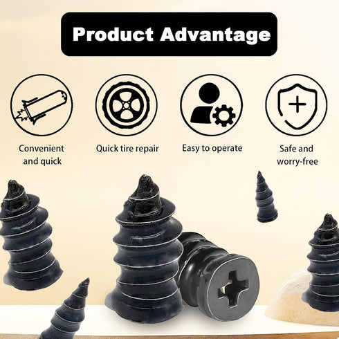40 PCS Tire Repair Rubber Nail, Rubber Screw Tire Plugs Self-Service Vacuum Tire Repair Nail Kit Tires Quick Puncture Repair Tools or Car, Truck, ...
