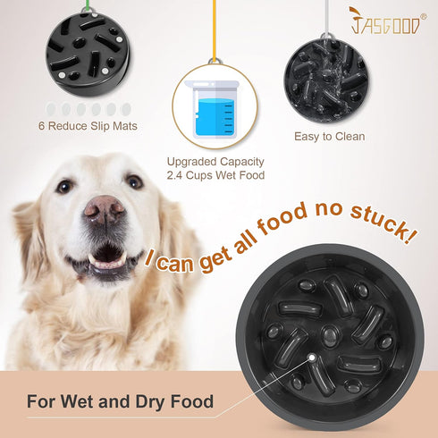 Dog Slow Feeder Bowl JASGOOD Reduce Slip Puzzle Bowl for Raised Pet Feeders - Interactive Bloat Stop Dog Dishes Elevated Diners Replacement Bowl (...