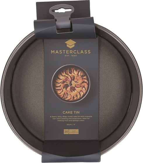 MasterClass 20 cm Deep Cake Tin with PFOA Free Non Stick and Loose Bottom, 1 mm Carbon Steel, 8 Inch Round Pan...