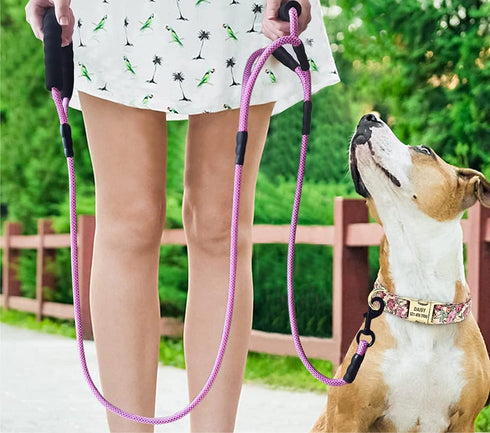 MayPaw 7 Foot Double Handle Dog Leash, Rope Dog Leash with Traffic Handle, Padded Two Handle Dog Leash for Safety Control Training and Walking for...