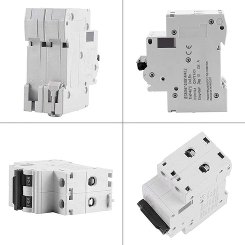 2P 250V Low-Voltage DC Miniature Circuit Breaker, DIN Rail Mount 63A Miniature Air Circuit Breaker for Solar Panels Grid System Wind and Solar Hyb...