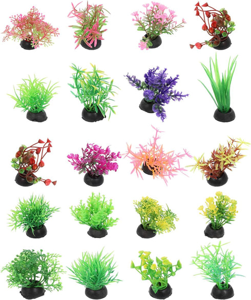 20pcs Fish Tank Landscaping Water Plants Succulants Terrarium Plants Artificial Succulent Aquarium Plants Decors Fish Tank Plants Artificial Plast...