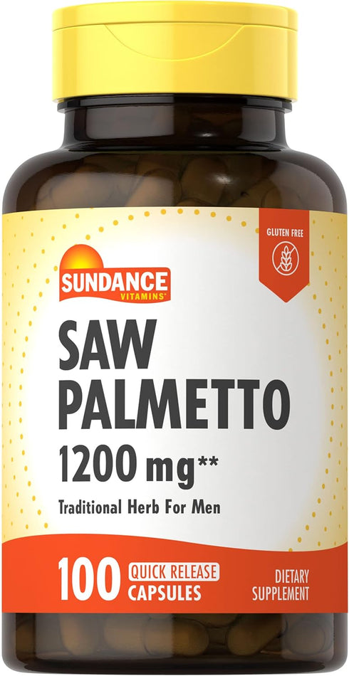 Saw Palmetto 1200mg for Men | 100 Quick Release Capsules | Gluten Free Supplement | by Sundance...