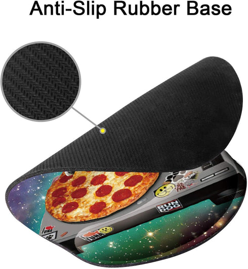 Pizza Cat Mouse Pad Delicious Food Hipster Cool Cat Galaxy Sparkling Stars Mousepad, Memory Foam Mouse pad with Wrist Rest Support...