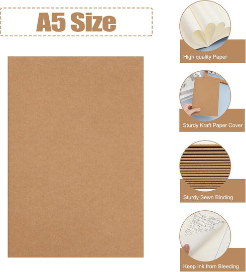 EOOUT Kraft Notebooks, Blank Page Journals in Bulk, 16pcs A5, 8.3 X 5.5 Inches, 60 Pages, 80gsm, Travel Journal Set, for Art Camp, Travelers, Stud...