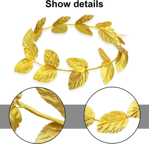 meekoo Greek Leaf Headband Gold Wreath Crown Toga Party Roman Headpiece Goddess Costume for Women Men Halloween Emperor Headwear, Circlet 7.3 Inch...