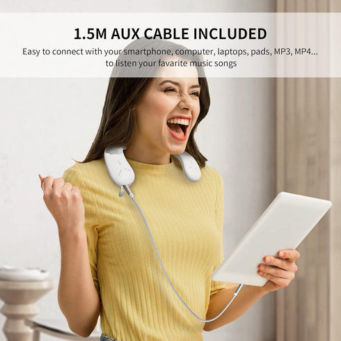 Neck Speaker, Wearable Bluetooth Speaker with Dynamic GRB & AUX Cable, True 3D Stero Sound Around The Waterproof Neckband Speaker, Built in MIC, P...