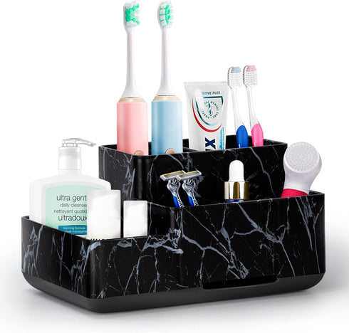 Toothbrush Holder,Bathroom Organizer Countertop, 5 Compartments Multifunctional Storage for Cosmetic, Makeup, Office Stationery Pencil,Toothpaste,...
