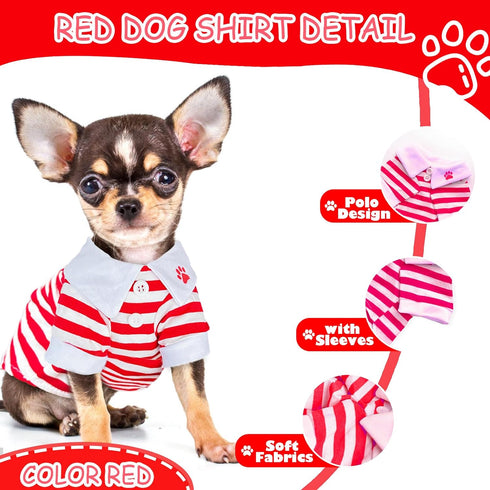 2 Pieces Dog Shirts for Small Dogs Boy Girl Stripe Dog Clothes Spring Summer Chihuahua Yorkie Clothes Soft Pet T-Shirt Extra Small Dog Clothes Pup...
