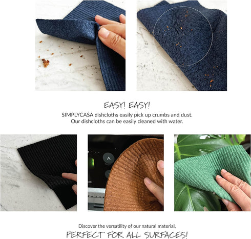 Hand?Dyed 5?Pack Swedish Dishcloths – Reusable, Biodegradable Cloths, Super?Absorbent Dual?Texture, Plastic?Free Packaging, Made in Sweden...