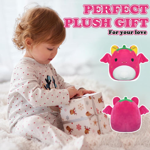 ROMINVIC Strawberry Bat Plush,8 inch Stuffed Animal Bat Plush Pillow, 3D Kawaii Bat Plushie Stuffed for Christmas Birthday Kids Gifts Home Decorat...