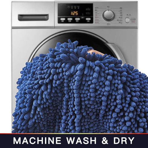 Walensee Bathroom Rug Non Slip Bath Mat (24x17 Inch Dark Blue) Water Absorbent Super Soft Shaggy Chenille Machine Washable Dry Extra Thick Perfect...