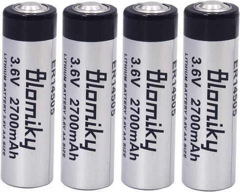 Blomiky 4 Pack 3.6V 2700mAh ER14505 Lithium AA Size Li-SOCL2 Battery for Smart Electronic Sensor Gas Water Meter 14505 4...
