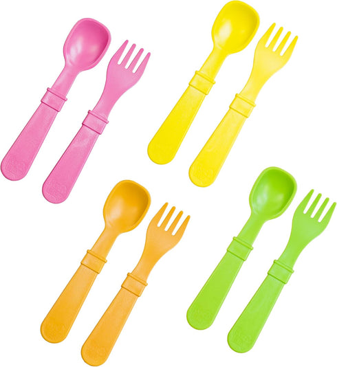 Re-Play Toddler Forks and Spoons Set - 4x4 Utensils Set for Kids - Dishwasher and Microwave Safe - Made in USA - Set of 8-5.8" x 1.2" x 0.2" - Cit...